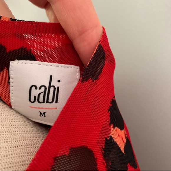 CAbi red animal print wrap dress, “Siren” Style mesh cheetah leopard print, Sz M - Picture 7 of 13